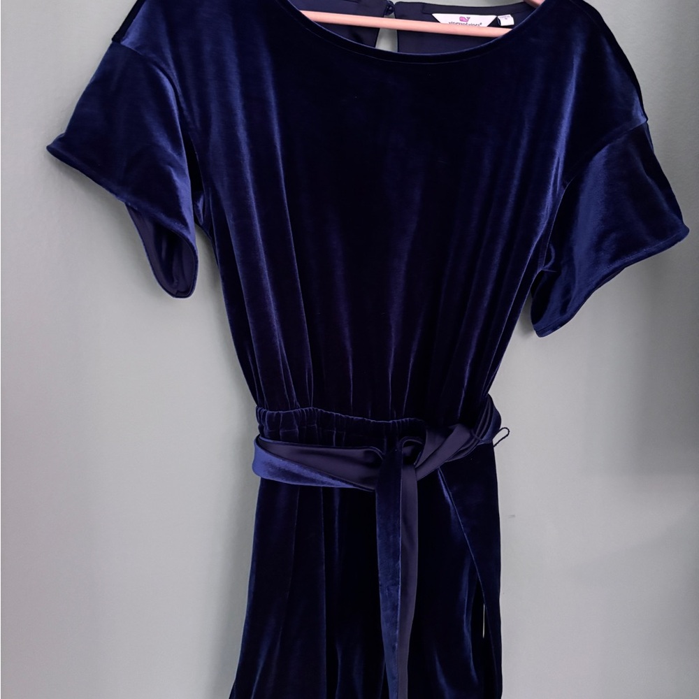 Navy Blue Velvet romper
